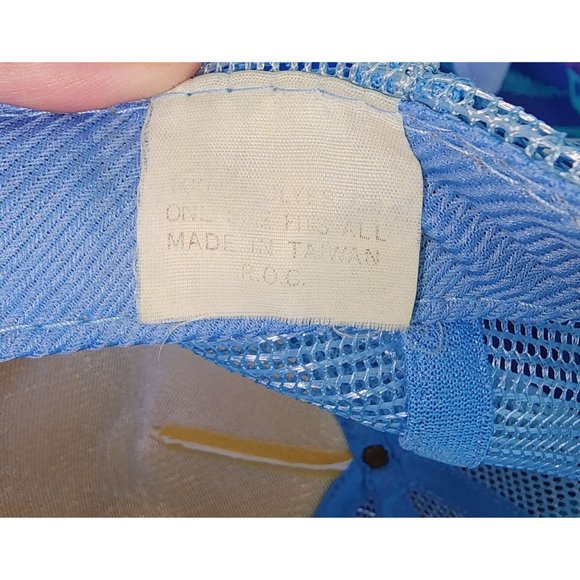 Vintage Great Smoky Mountains Blue White Native American Trucker Snapback Hat Ca - Picture 6 of 7